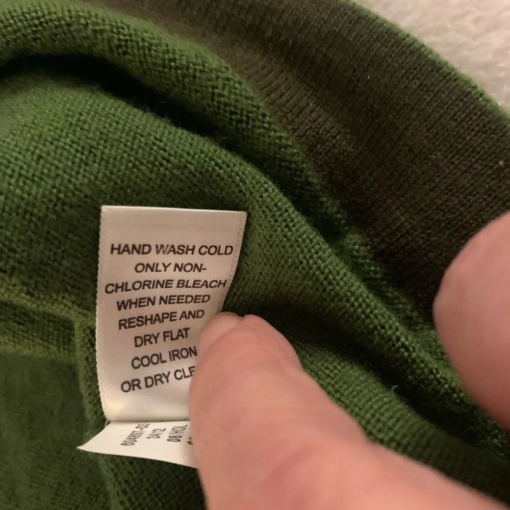 BANANA REPUBLIC Mens Pure Merino Wool Quarter Zip Pullover Sweater Green M